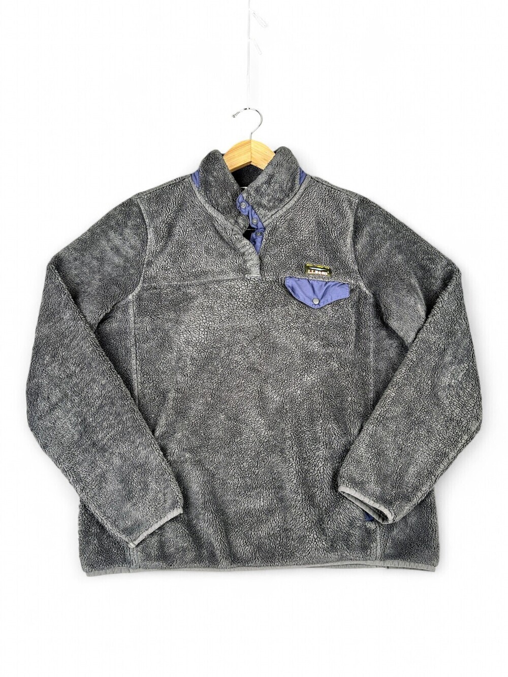 L.L.Bean Women's Teddy Fleece Pullover Jacket Sz L Charcoal